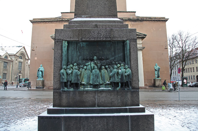 ReformationsMonument Nørregade Københavns Dansk before the Vor Frue Kirke